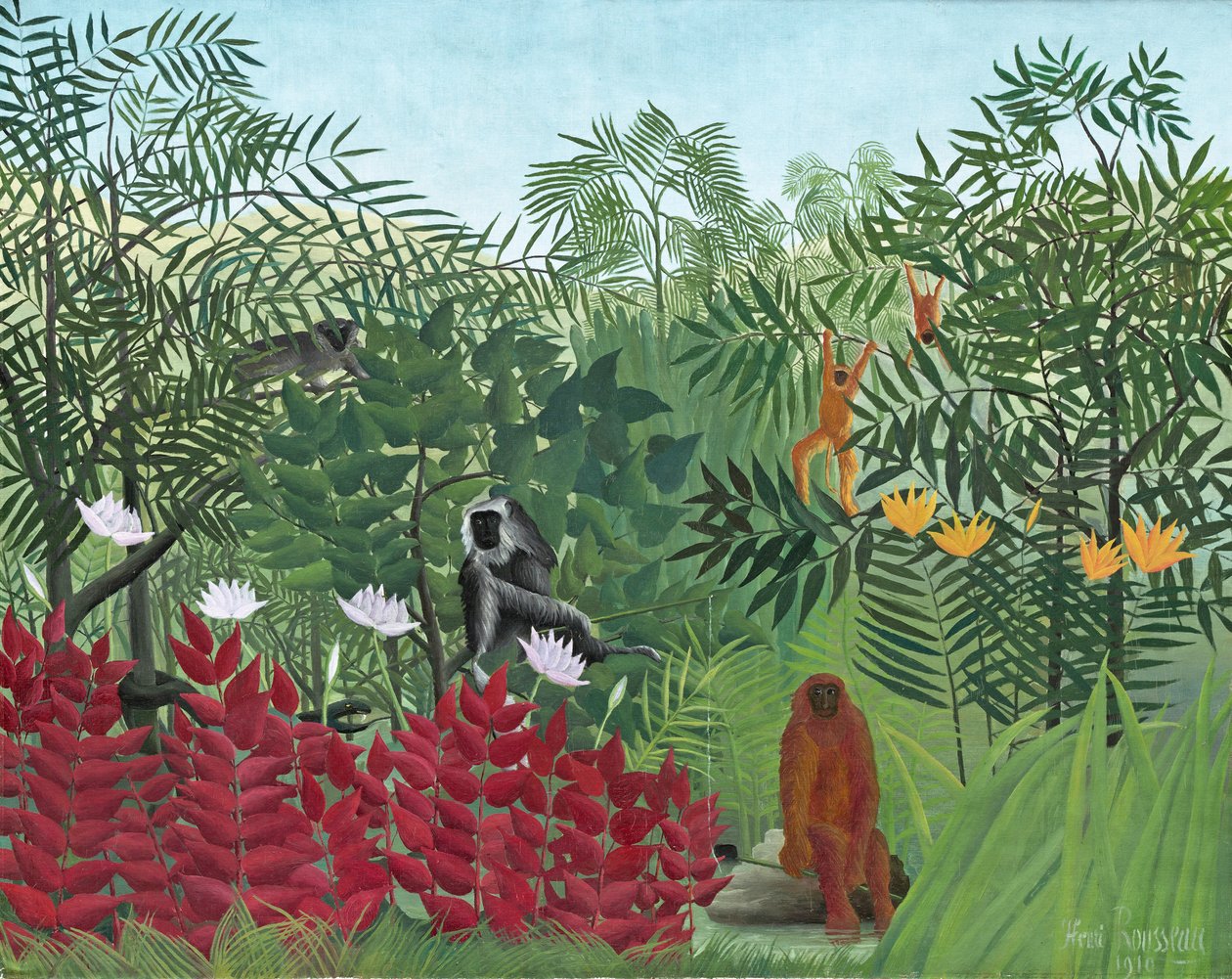Tropisk skov med aber, 1910 af Henri Rousseau