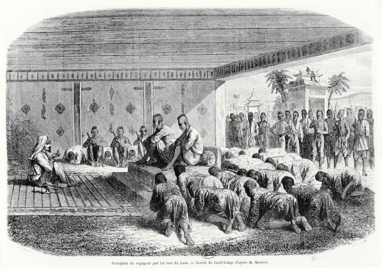 Modtagelse af en rejsende af kongen af Laos, 1861 af Henri Mouhot