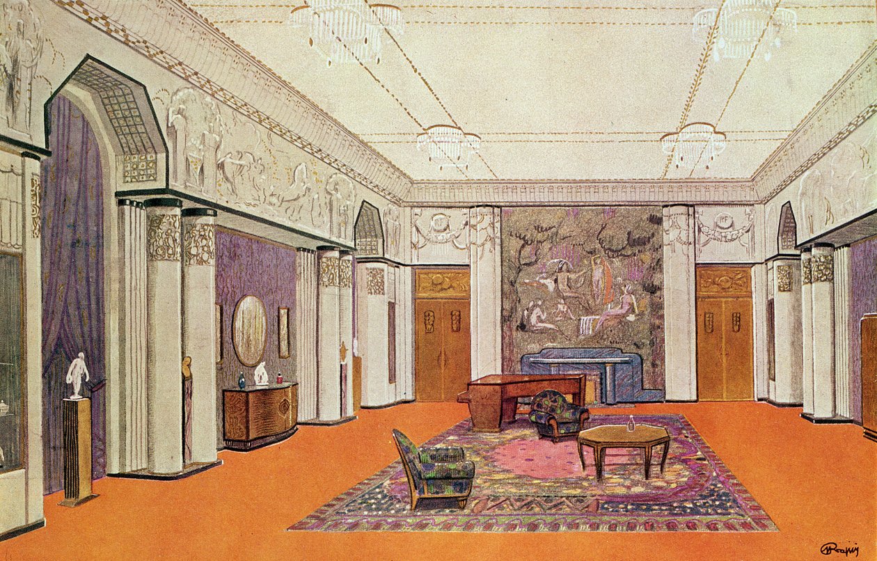 Salon for en ambassadør, projekt til Exposition des Arts Decoratifs i 1925, designet af kunstneren af Henri Rapin