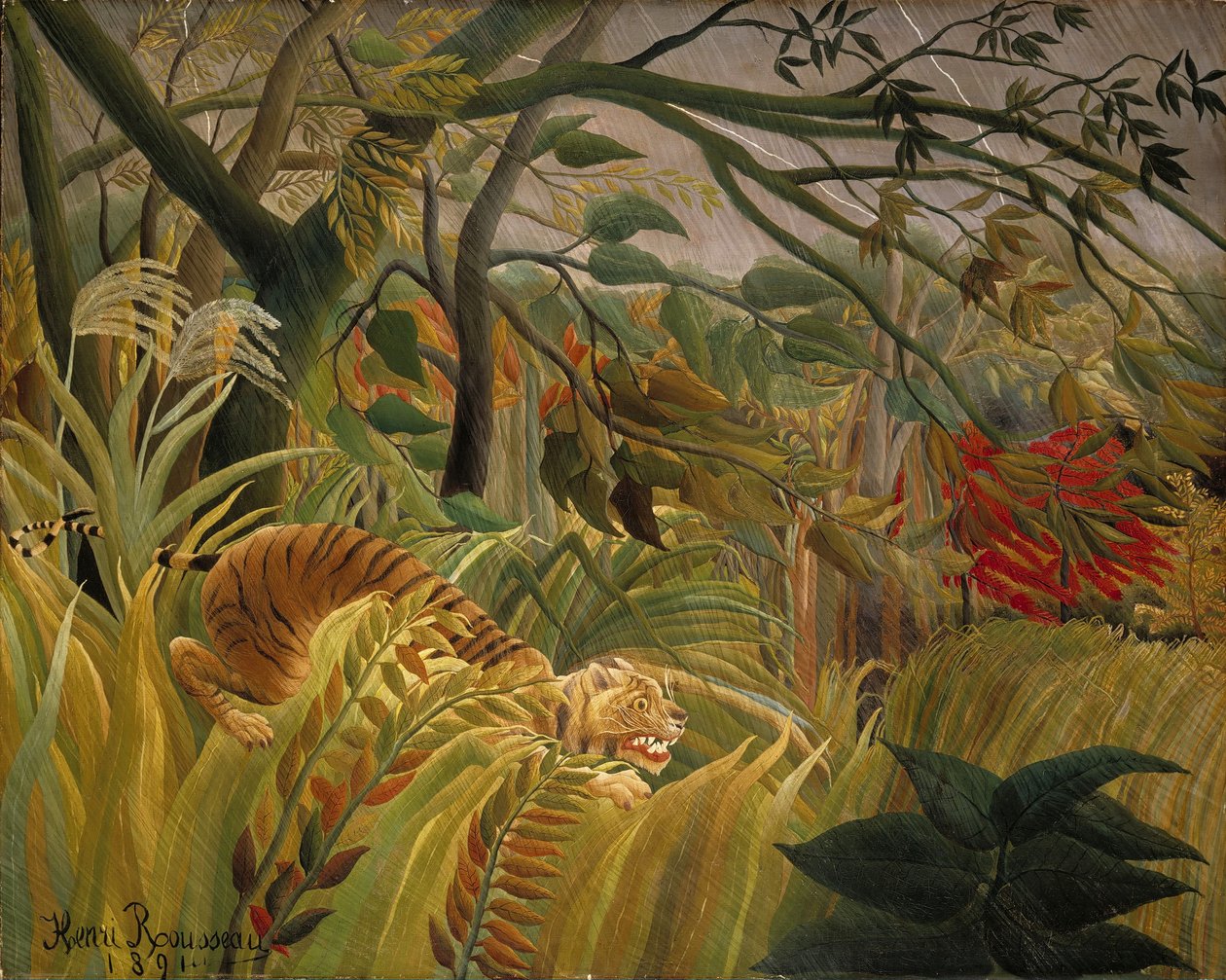 Tiger i en tropisk storm af Henri Rousseau