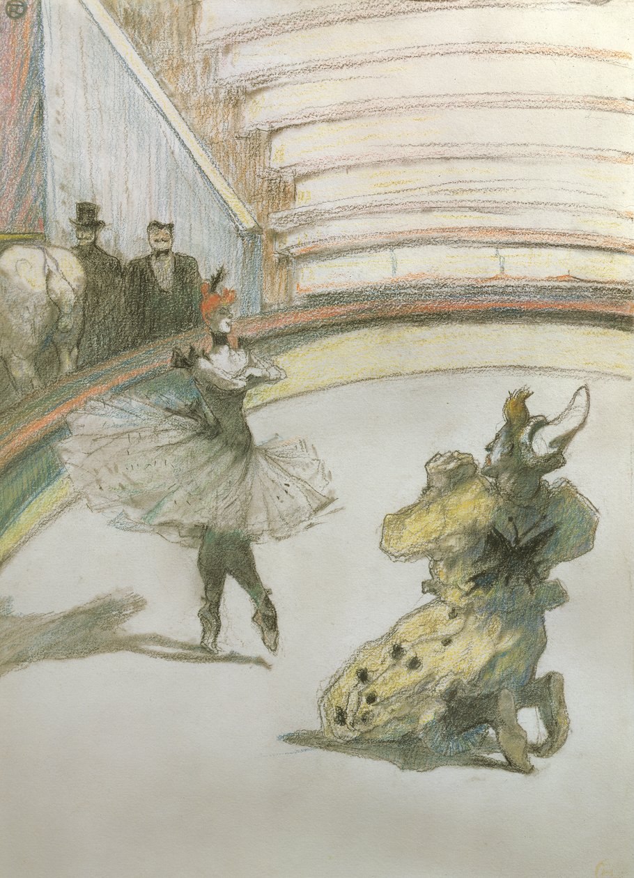 Curtain call på Cirkus (pastel) af Henri de Toulouse Lautrec