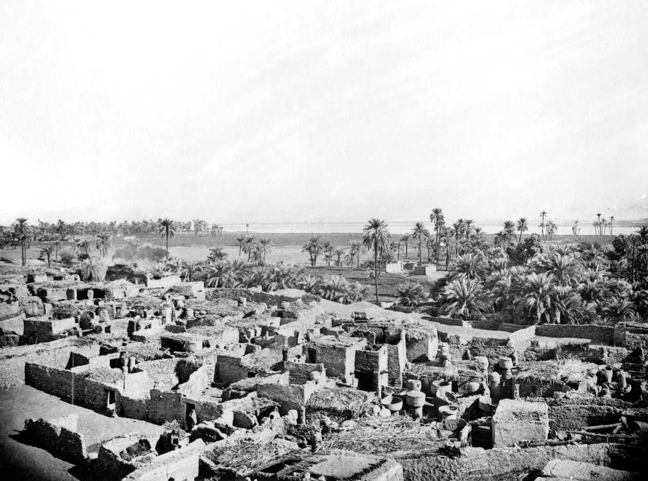 Landsby ved Karnak, Nubia, Egypten, 1887 af Georges Henri Bechard