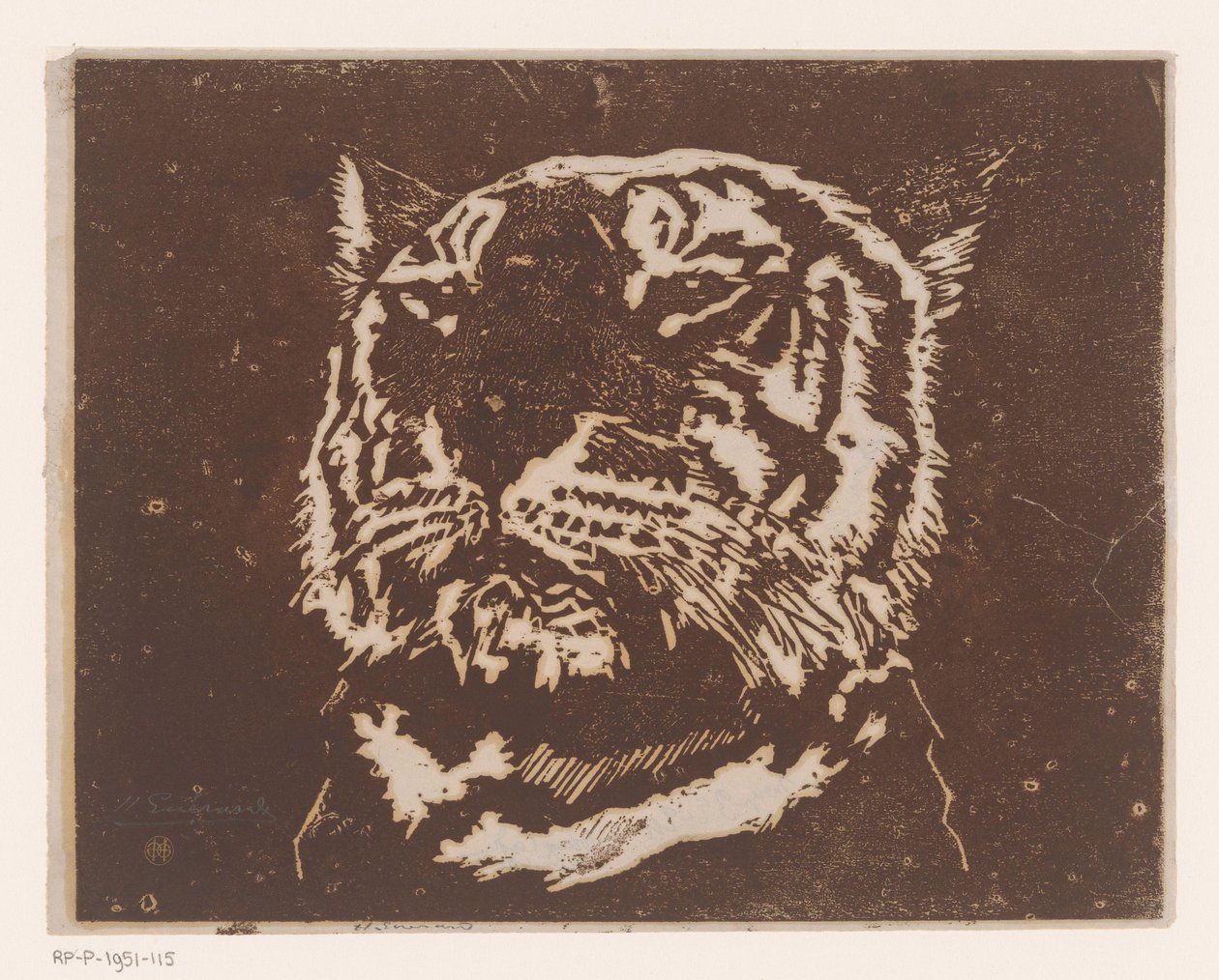 Tiger af Henri Charles Guérard (signed by artist)