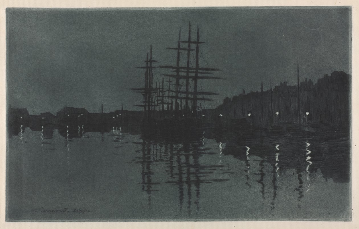 Effekt af måne ved Dieppe af Henri Charles Guérard