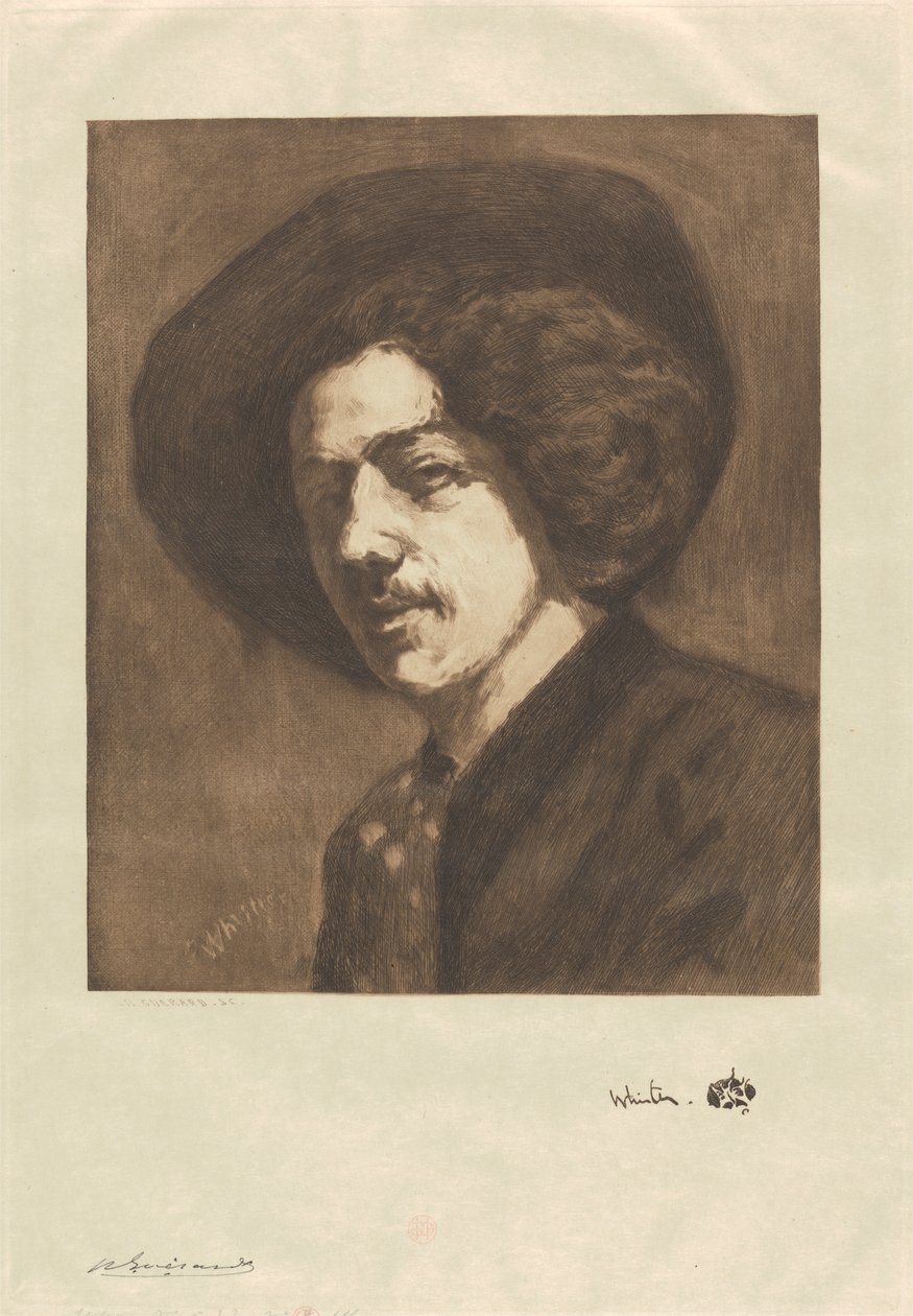 Portræt af Whistler af Henri Charles Guérard