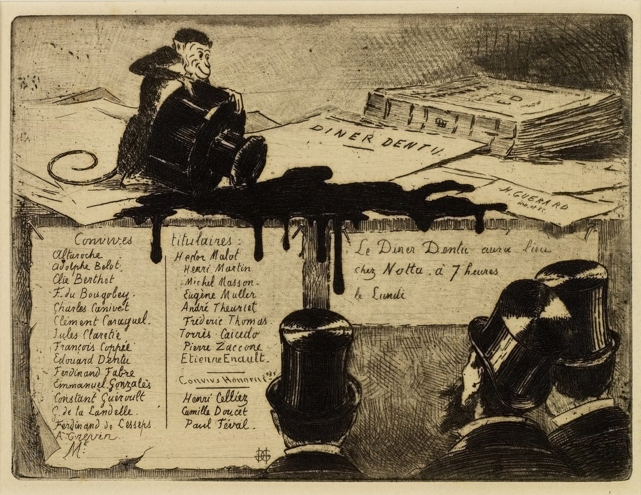 Abe vælter et blækhus, 1881 af Henri Charles Guérard