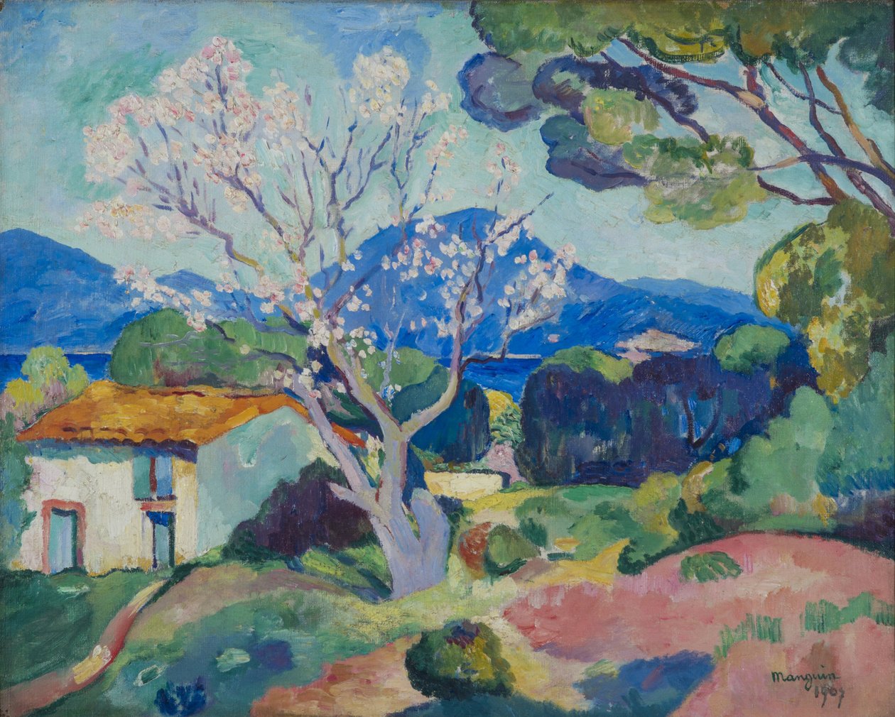 Det blomstrende mandeltræ, 1907. af Henri Charles Manguin