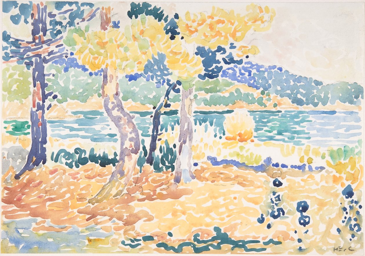 Pines on the Coastline, n.d.. af Henri Edmond Cross