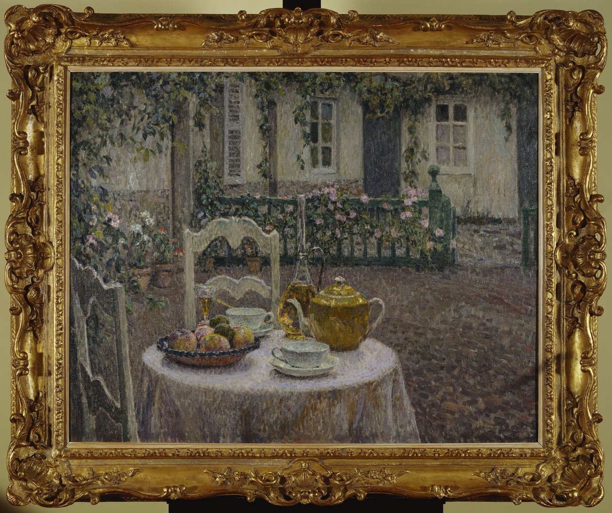 Den lyserøde dug af Henri Eugene Augustin Le Sidaner