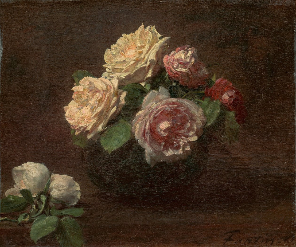 Roser i en skål af Ignace Henri Jean Fantin Latour
