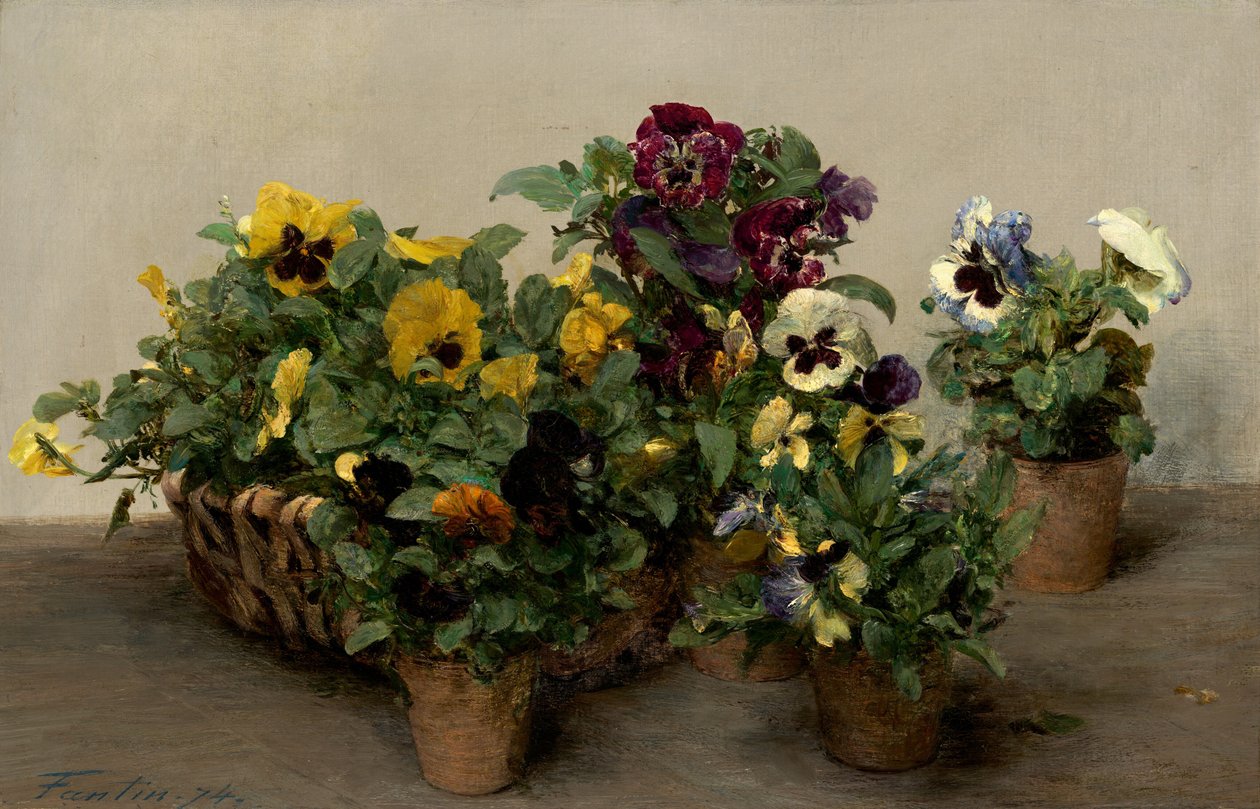 Stedmoderblomster, 1874. af Ignace Henri Jean Fantin Latour