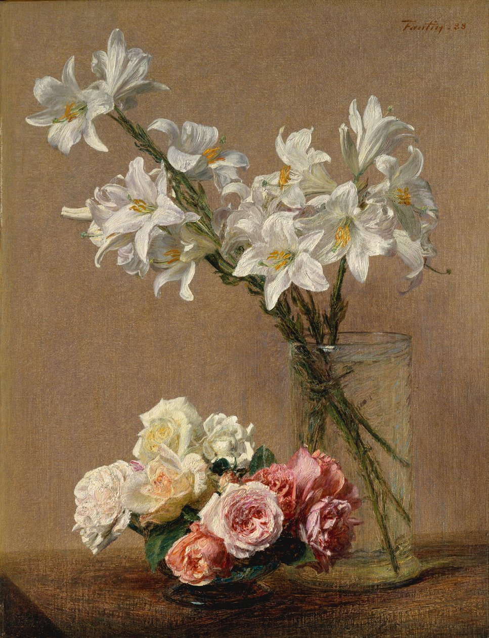 Roser og liljer, 1888. af Ignace Henri Jean Fantin Latour
