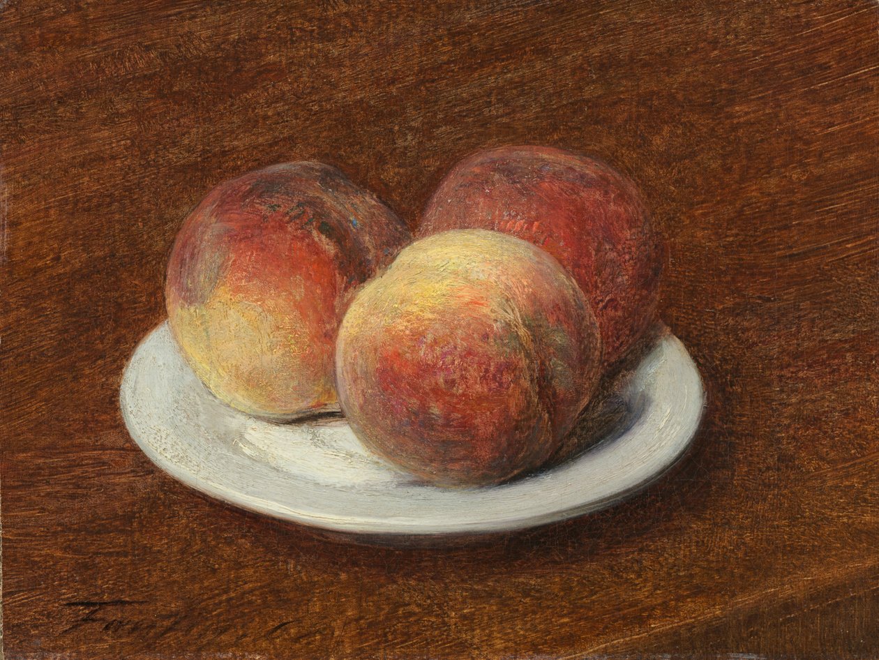 Tre ferskner på en tallerken, 1868. af Ignace Henri Jean Fantin Latour