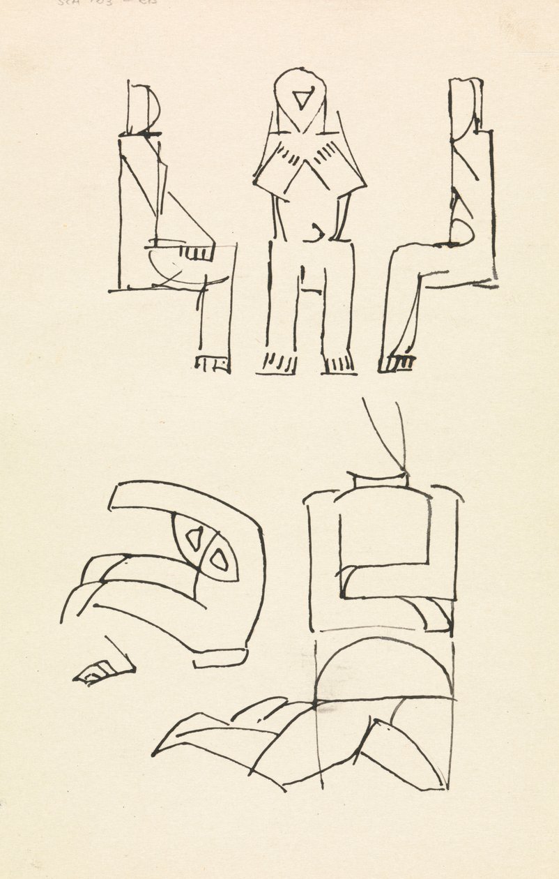 Fem figurstudier af Henri Gaudier Brzeska
