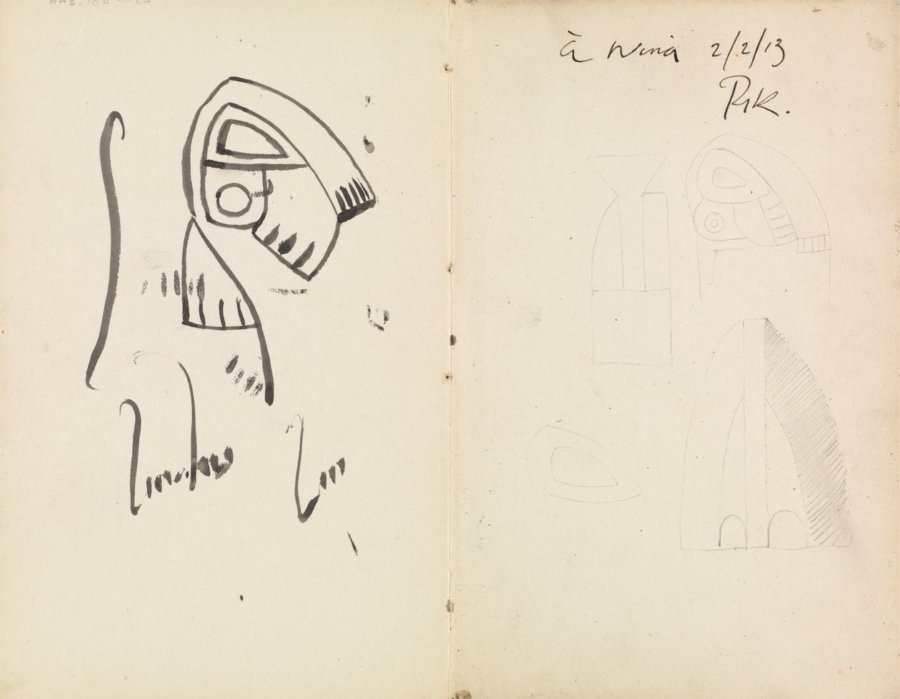 Fem Skulpturstudier af Henri Gaudier Brzeska