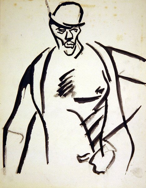 Mand i bowlerhat af Henri Gaudier Brzeska