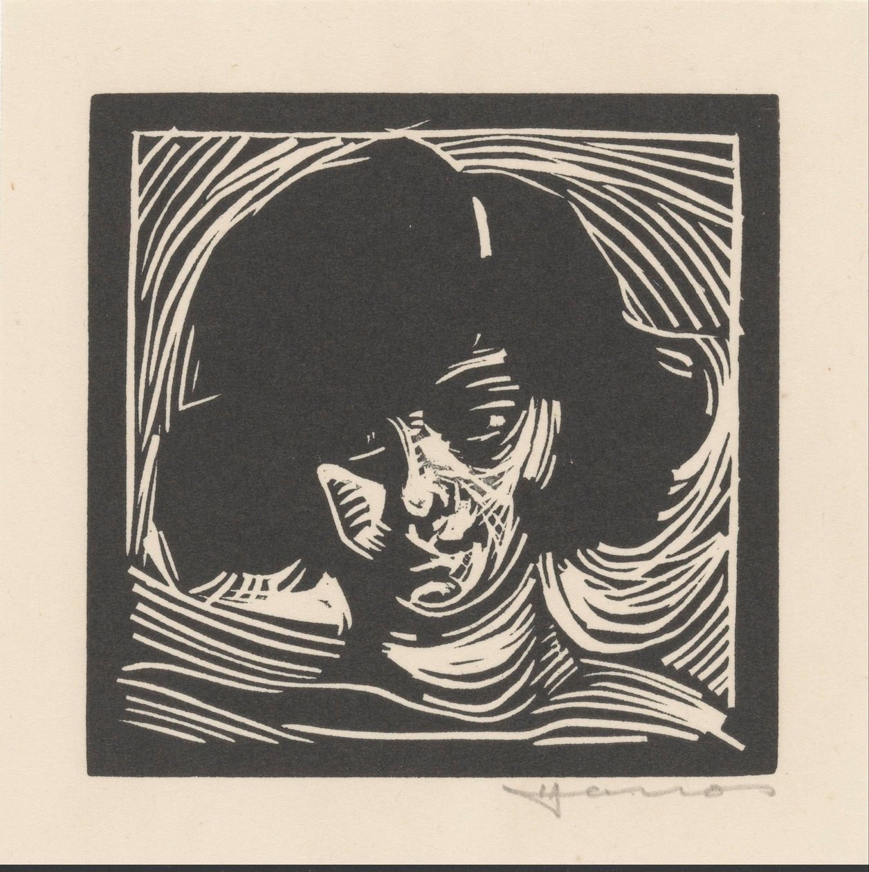Hovedet af en kvinde af Henri Jonas (signed by artist)