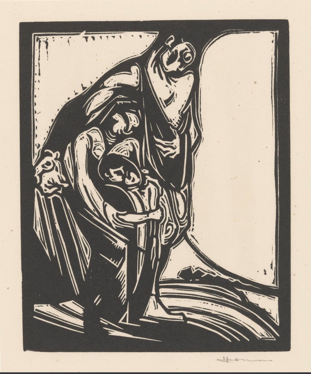 Mand, kvinde og barn af Henri Jonas (signed by artist)