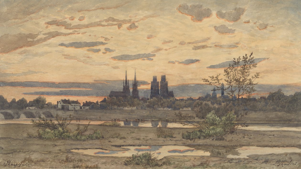 Udsigt over Moulins, ca. 1850-60. af Henri Joseph Harpignies