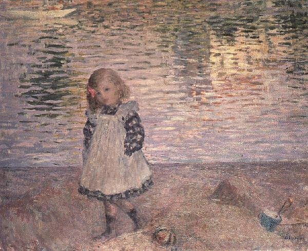 Ung pige på stranden af Henri Lebasque