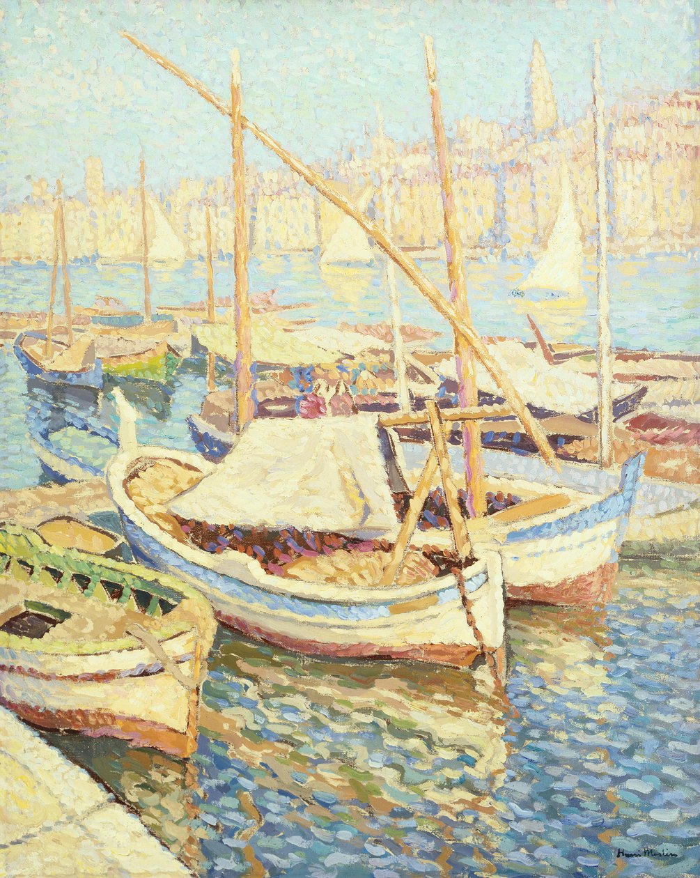 Marseilles havn (olie på lærred) af Henri Martin