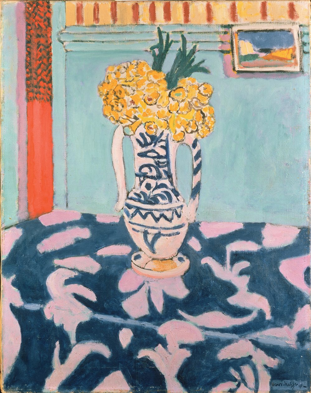 Kuhlipper på blåt og pink stof af Henri Matisse