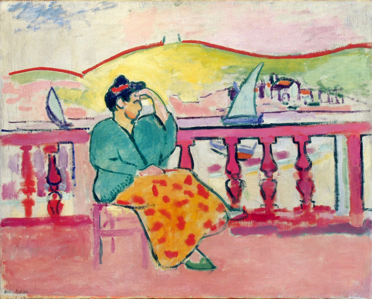 Dame på en terrasse af Henri Matisse