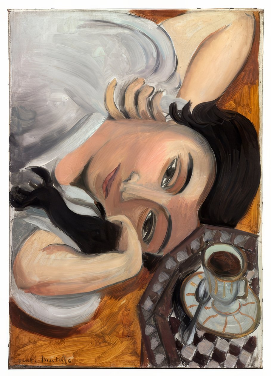 Laurette med en kop kaffe af Henri Matisse