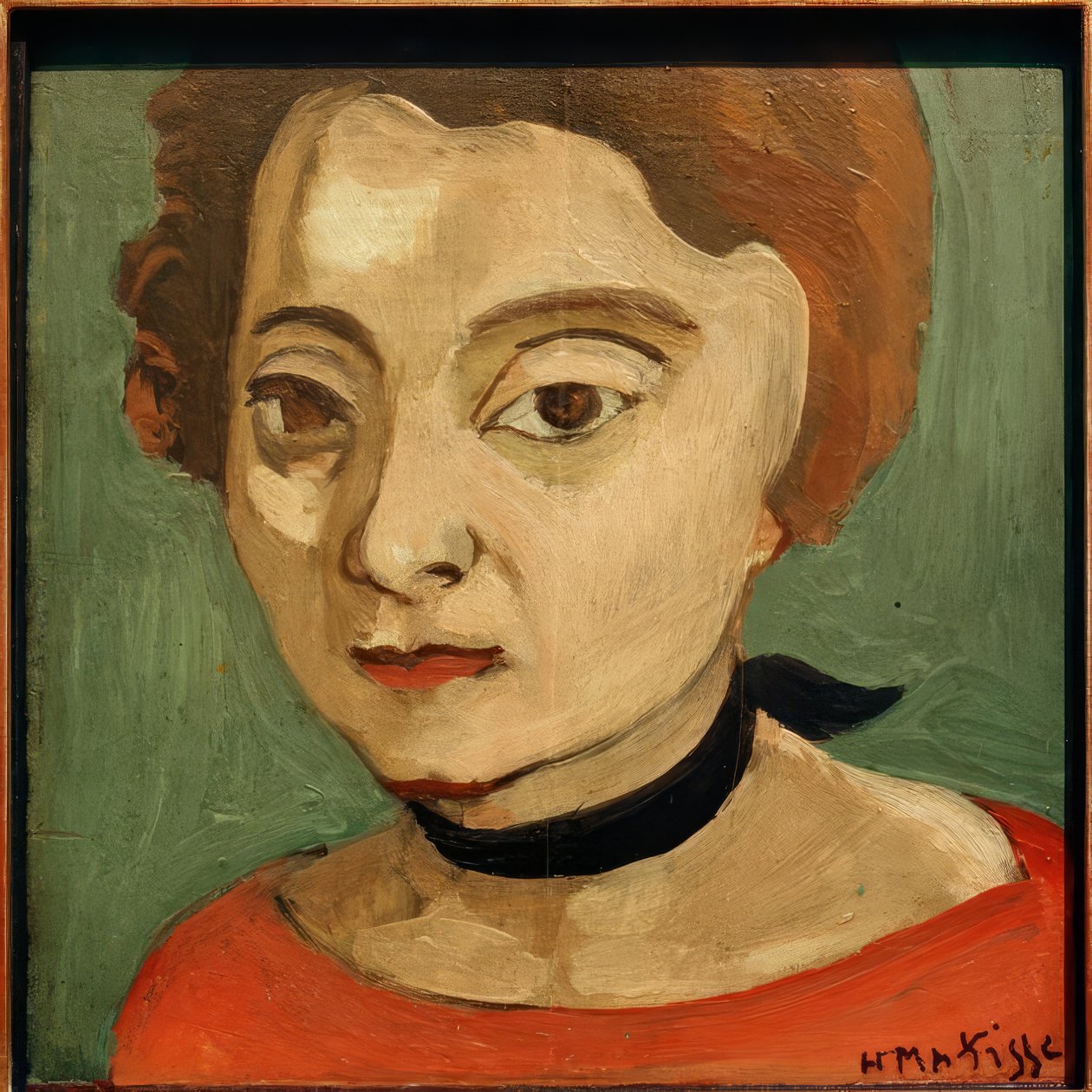 Marguerite med halskæde i sort fløjl af Henri Matisse