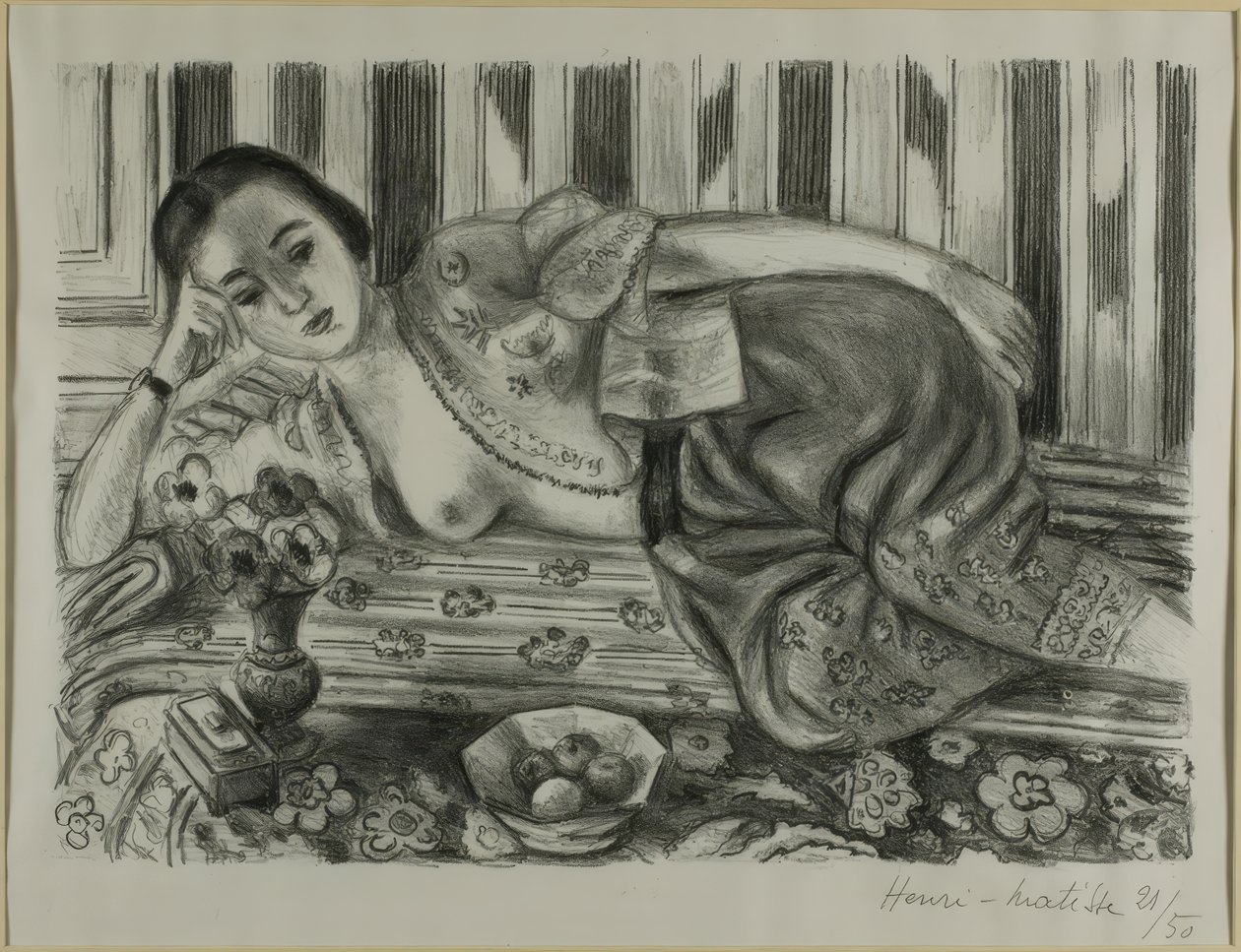Odalisque i røde satinbukser af Henri Matisse