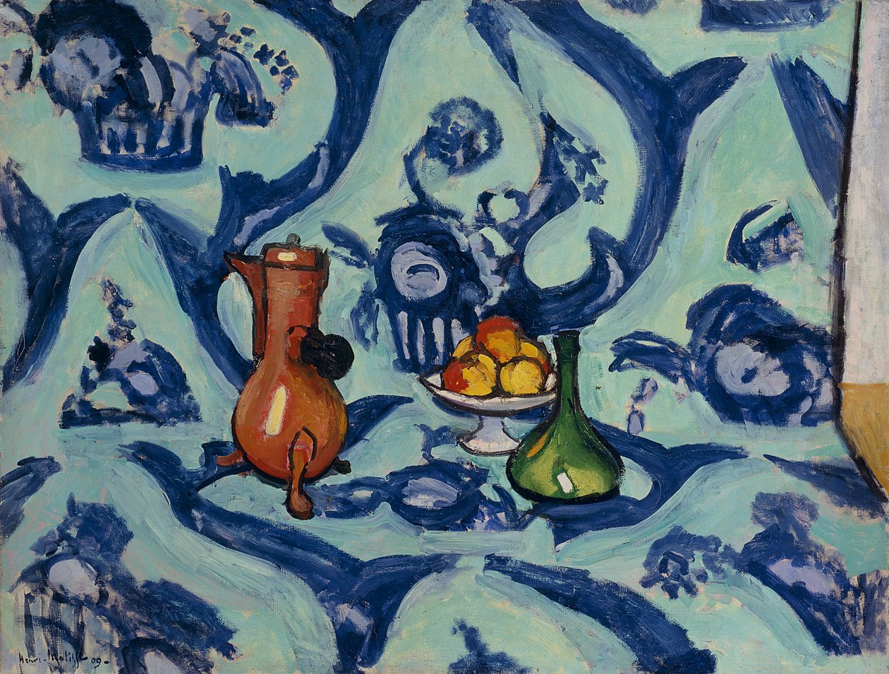 Stilleben med blå dug af Henri Matisse