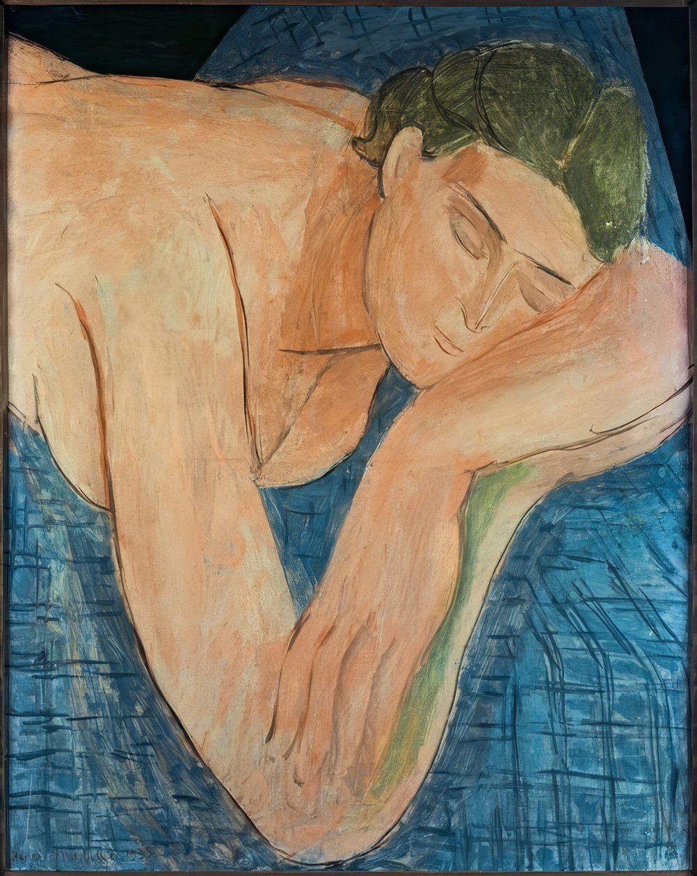 Drømmen (figur, der sover på blå jord) af Henri Matisse