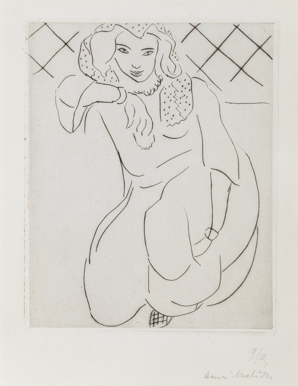 Orientalsk kvinde med slør knæler af Henri Matisse
