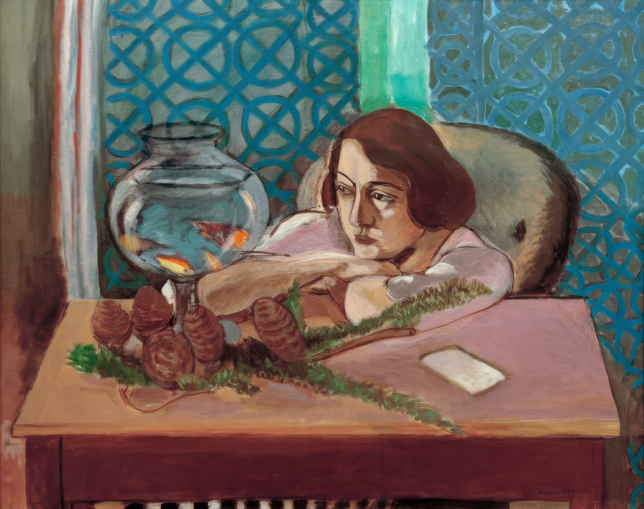 Kvinde foran et akvarium af Henri Matisse