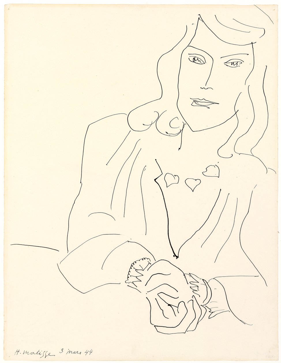 Kvindehoved med halskæde af Henri Matisse