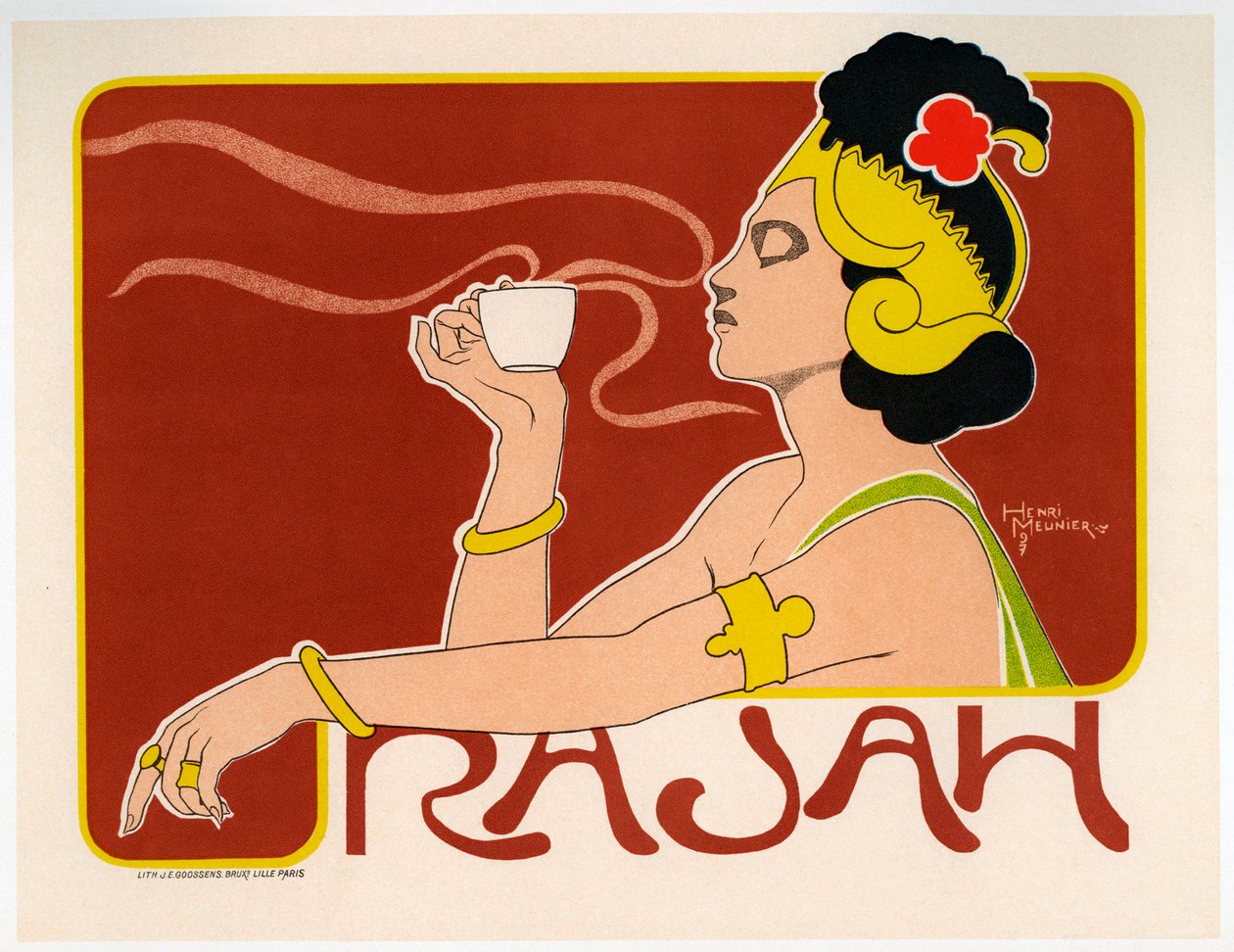 Rajah kaffeplakat, 1897 af Henri Meunier