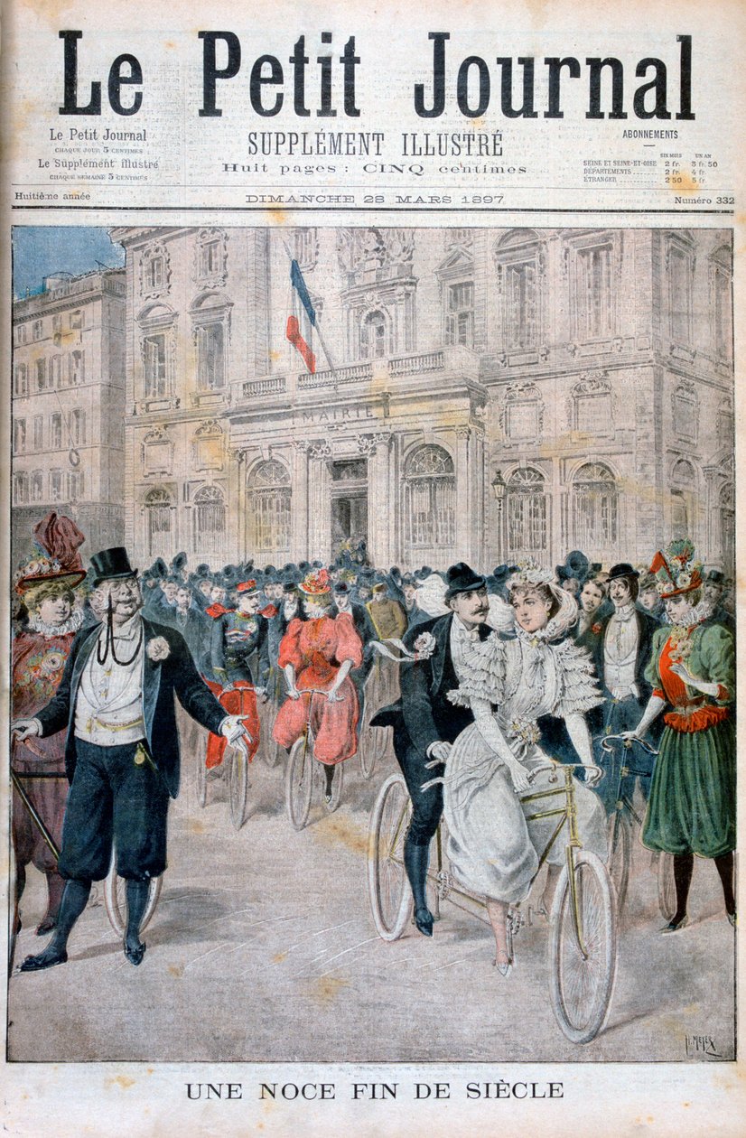 Et bryllup på en cykel, Frankrig, 1897 af Henri Meyer