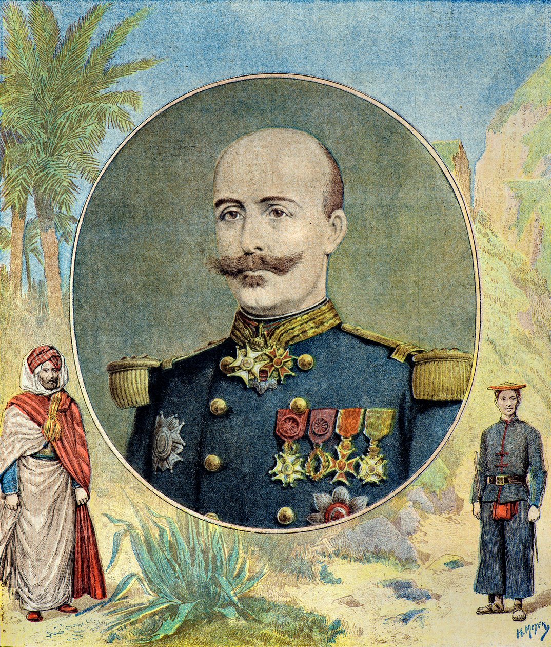 Portræt af general Oscar de Negrier af Henri Meyer