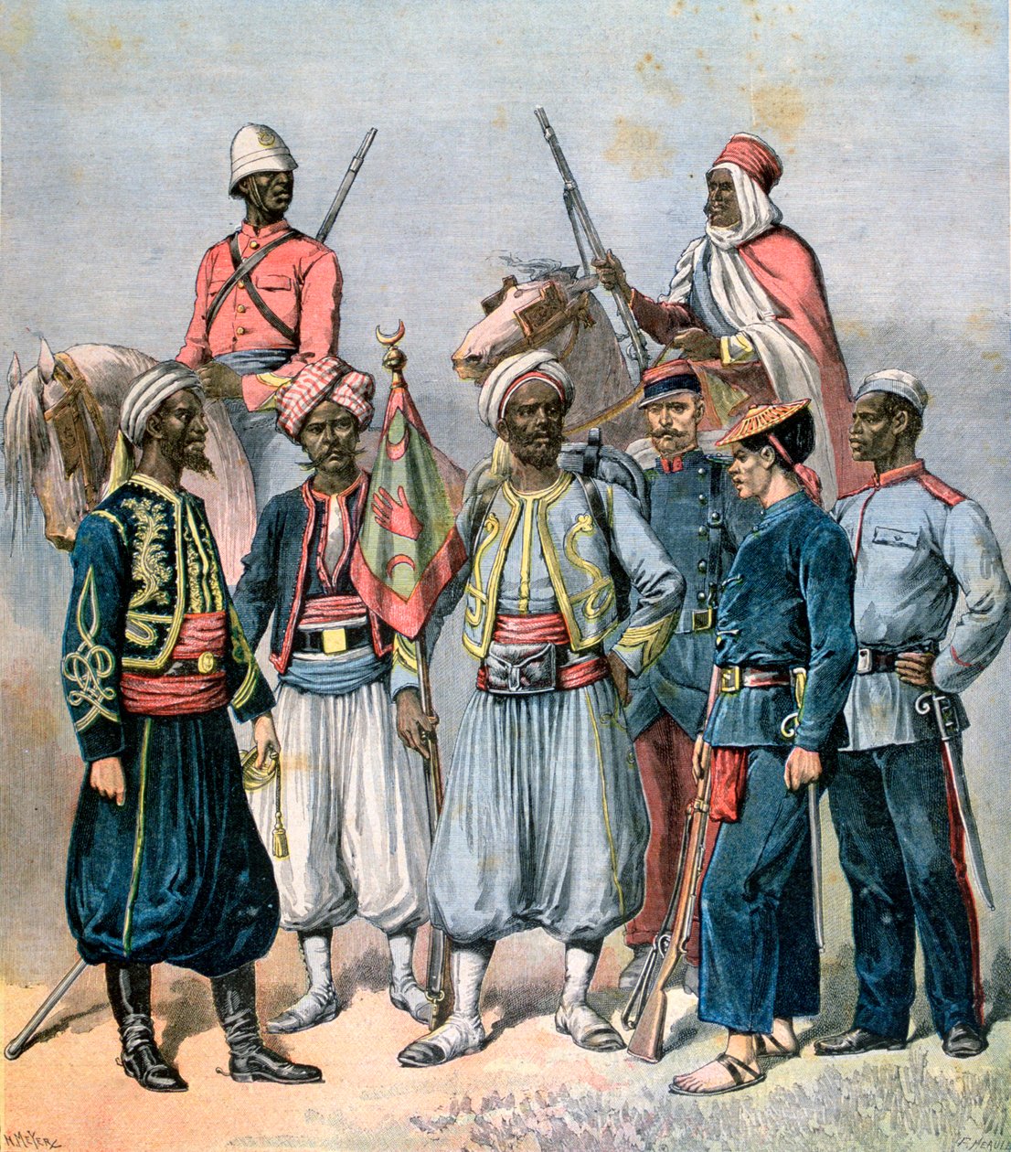 De franske kolonistyrker, 1891. af Henri Meyer