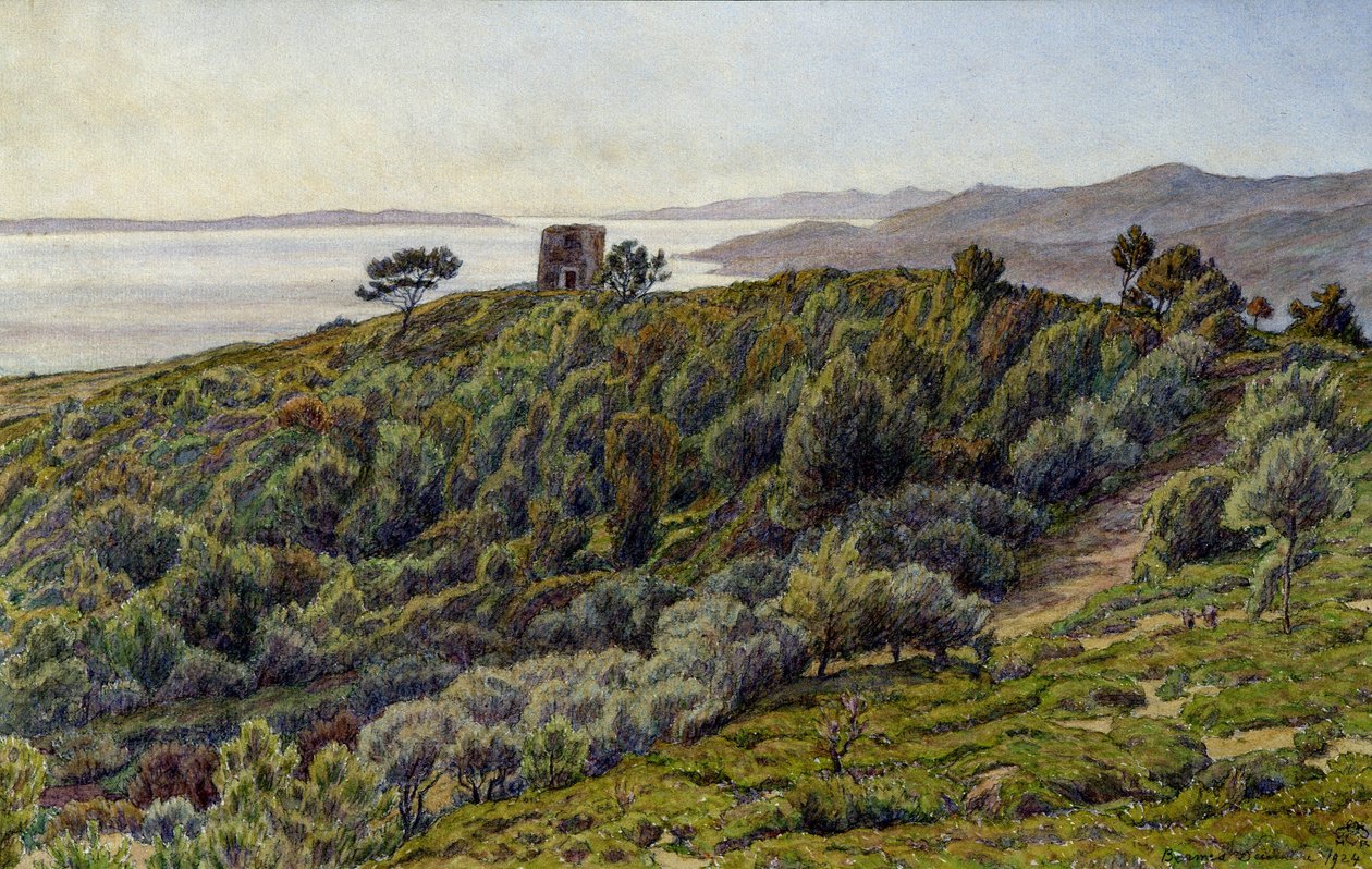 Det gamle tårn og øerne Hyeres af Henri Rivière
