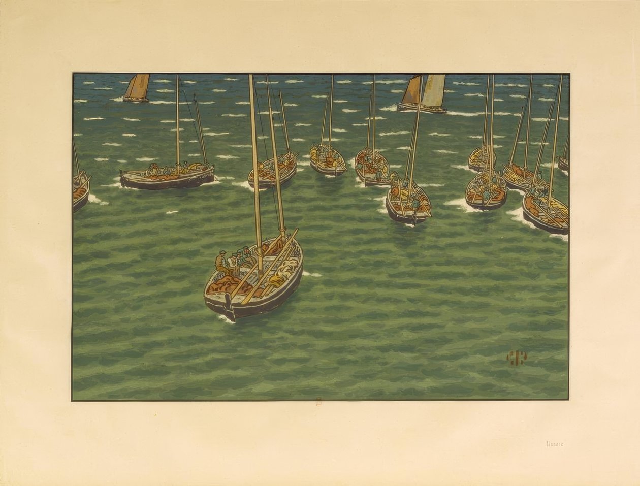 Både for anker i Tréboul af Henri Rivière