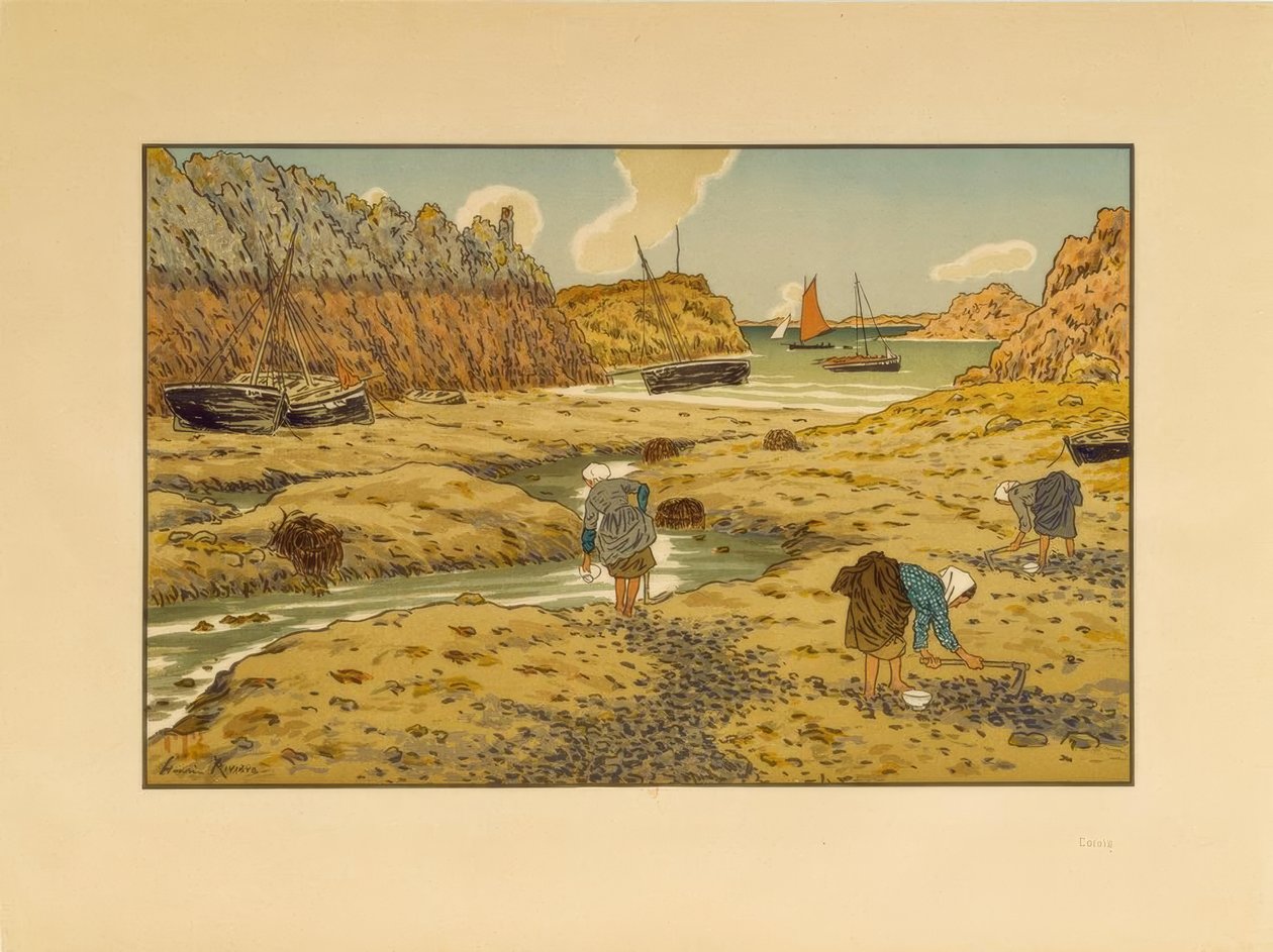 Havnen i Loguivy ved lavvande af Henri Rivière