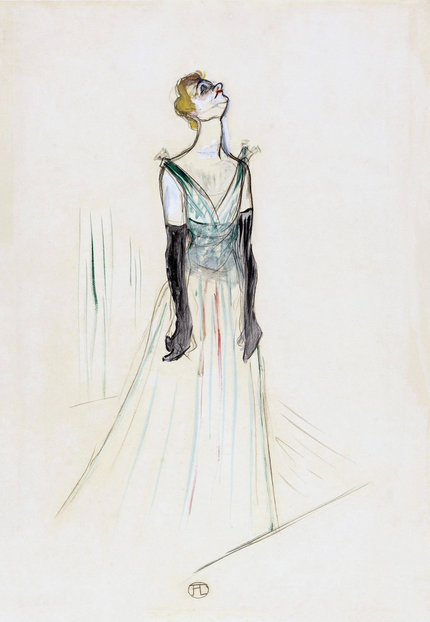 Yvette Guilbert. Portræt. af Henri de Toulouse Lautrec