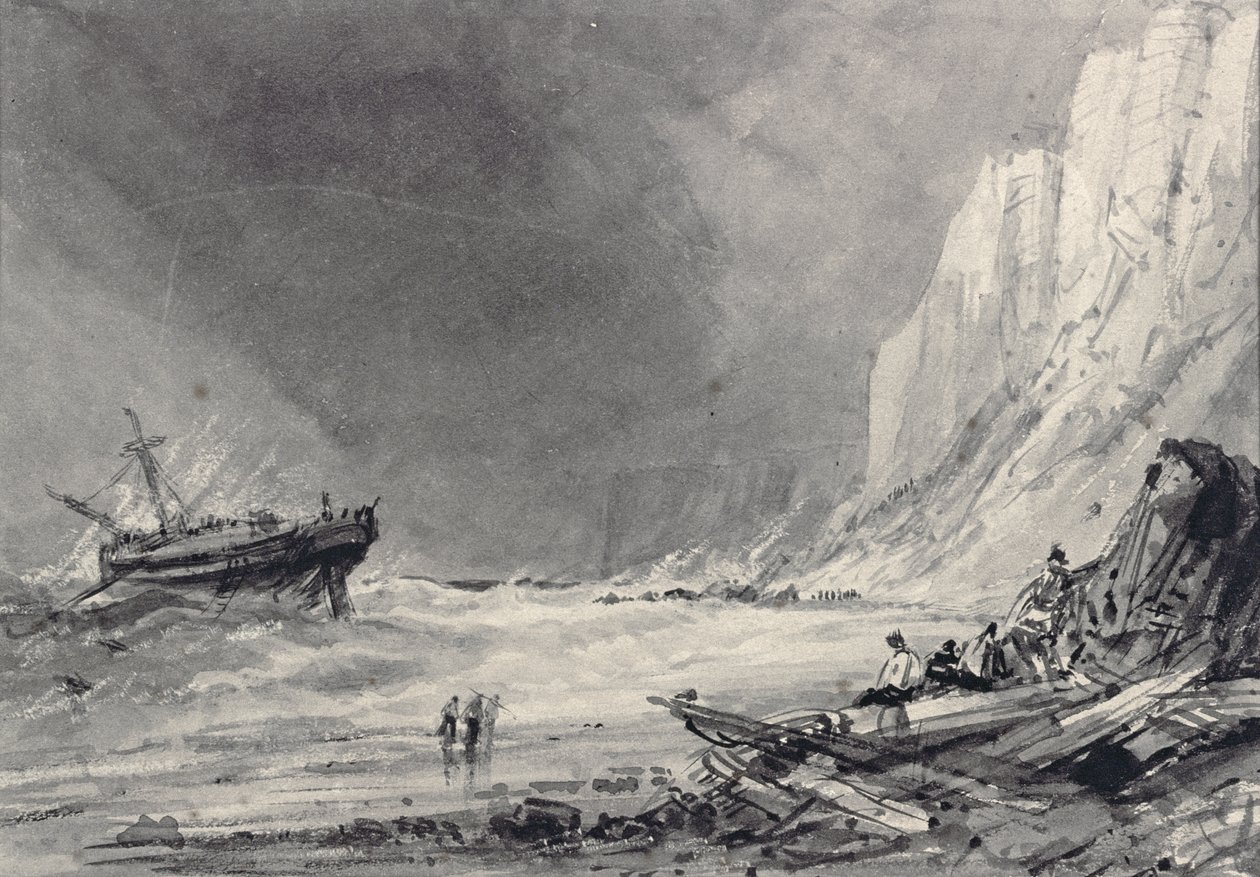 Et vrag ud for Speeton Cliffs, Yorkshire (tegning) af Henry Barlow Carter