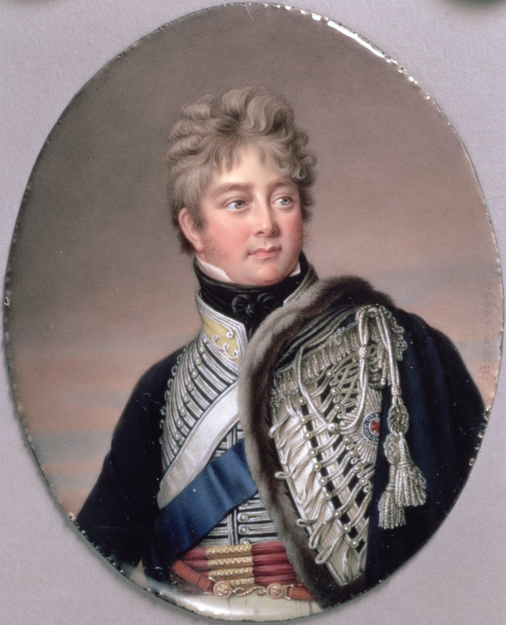 Portrætminiature af Georg 4. (1762-1830) 1805 (wc på emalje på kobber) af Henry Pierce Bone