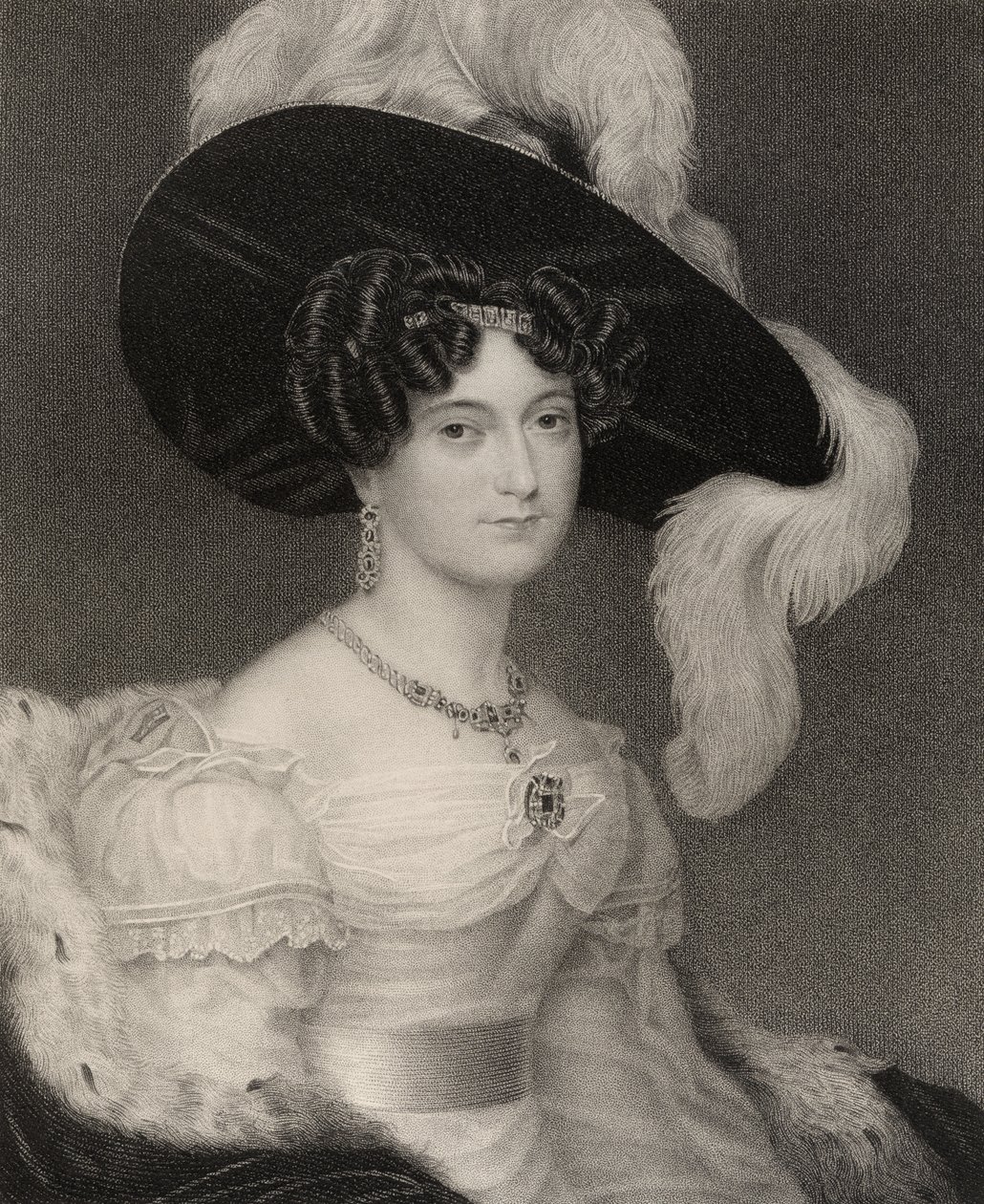 Victoria Maria Louis, hertuginde af Kent og Strathearn, graveret af John Cochran (fl.1821-65), fra "National Portrait Gallery, volume IV", udgivet omkring 1835 af Henry Collen