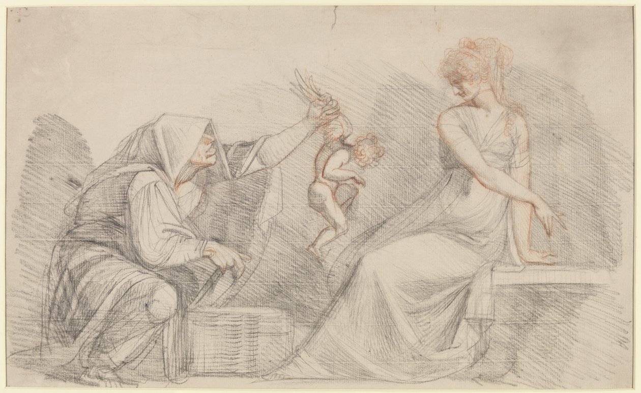 Salg af amoriner, ca. 1776 (rød og sort kridt med grafit på papir) af Johann Heinrich Füssli