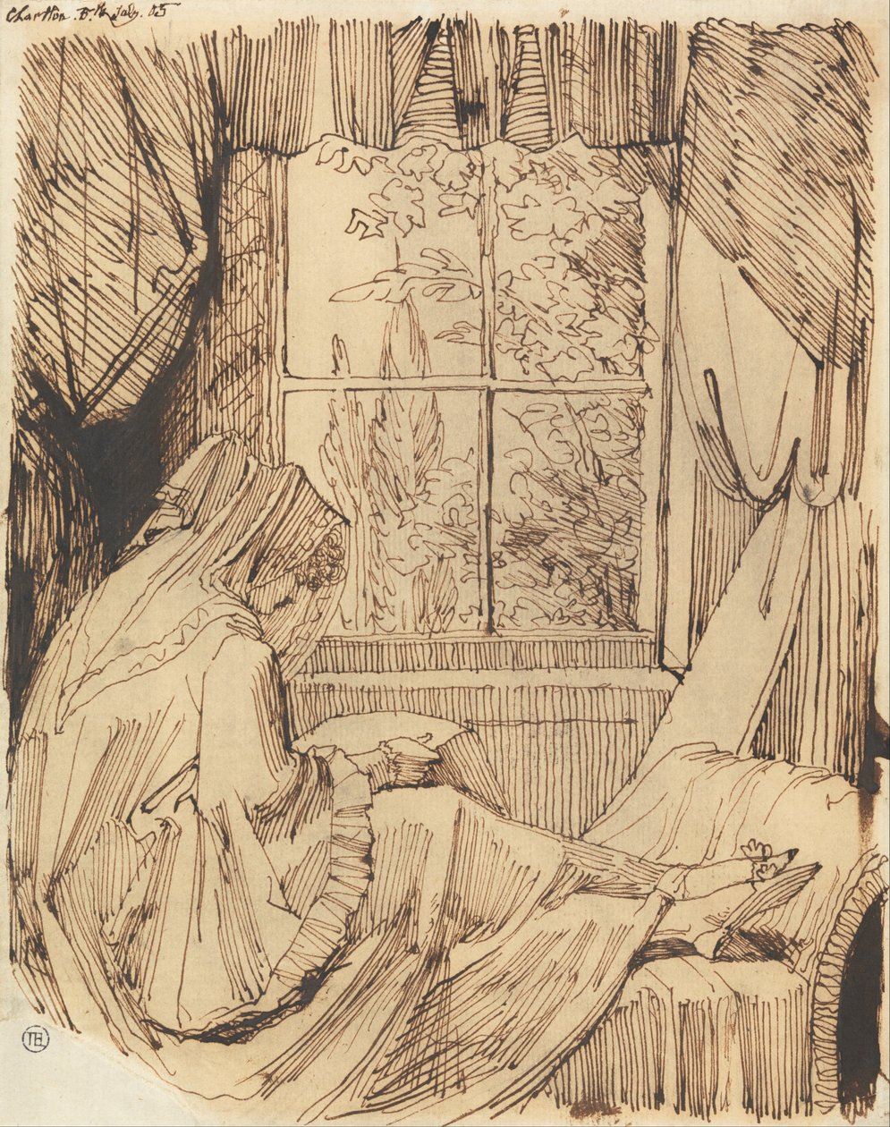 Kvinde læser, siddende foran et vindue af Johann Heinrich Füssli