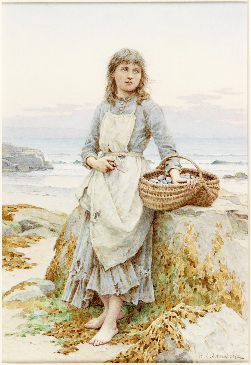 Muslingesamleren (akvarel på papir) af Henry James Johnstone