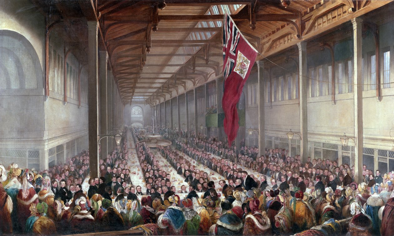 Banketten givet i anledning af åbningen af Grainger Market, Newcastle upon Tyne, ca. 1835 af Henry Perlee Parker